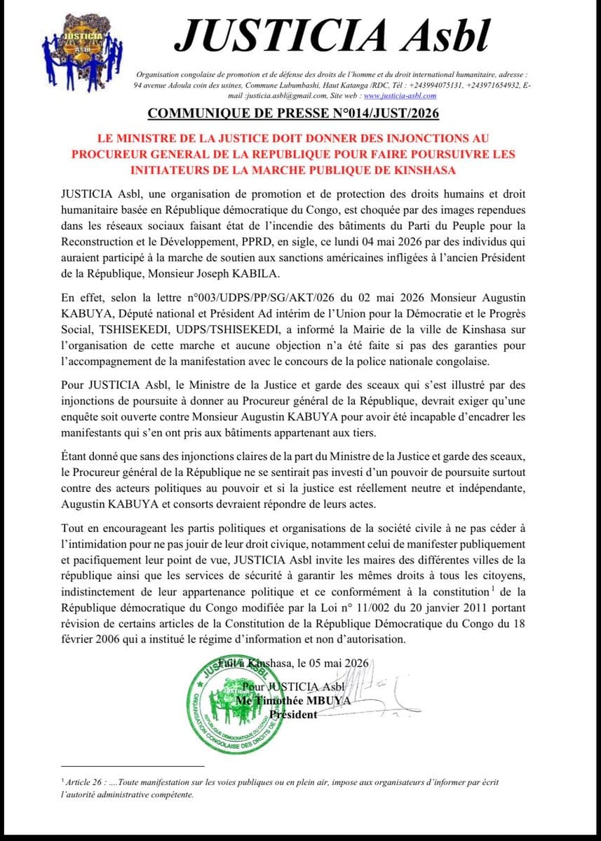Justicia réclame des poursuites contre un dirigeant de l'UDPS en RDC article de nouvelles politics – Dernier article de no...