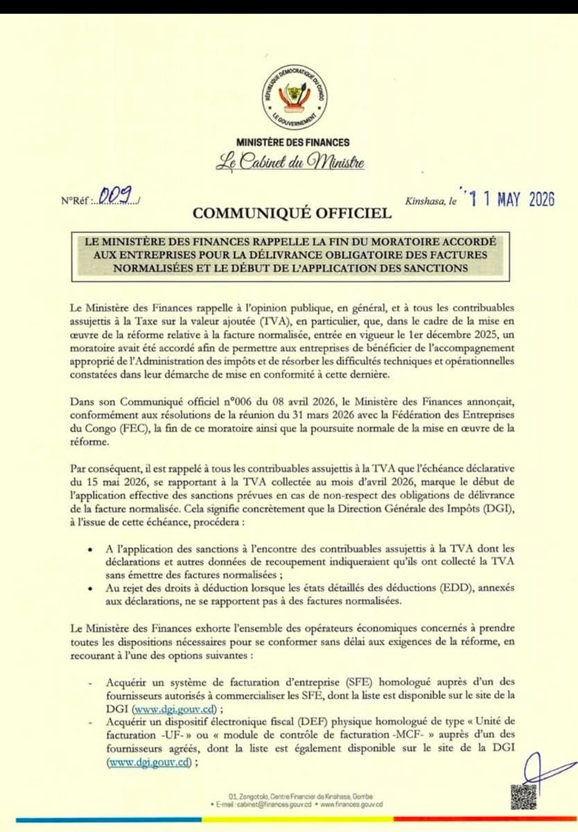 Fin du moratoire sur les factures normalisées : sanctions dès le 15 mai 2026 article de nouvelles economy – Dernier articl...