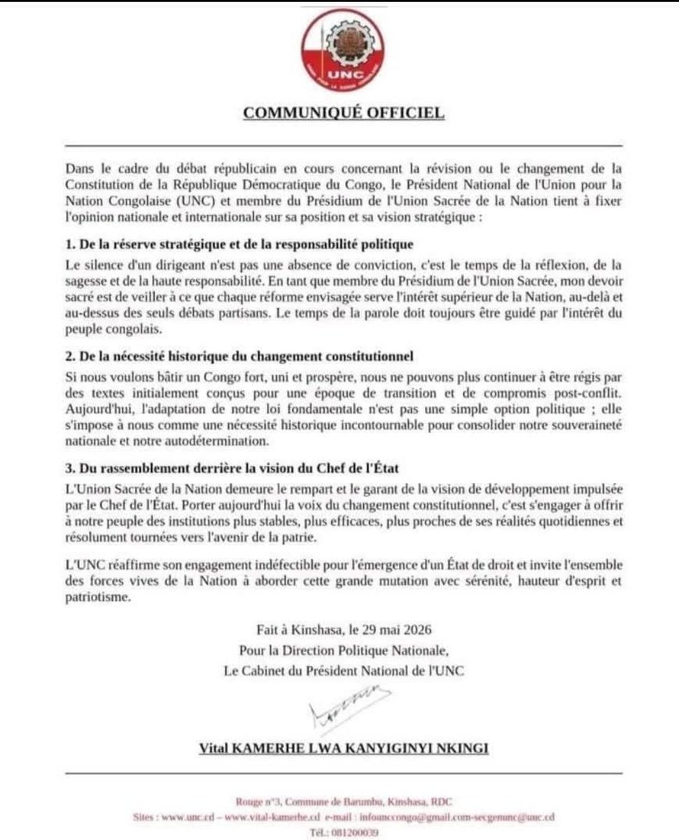 Vital Kamerhe plaide pour une révision de la Constitution congolaise article de nouvelles politics – Dernier article de no...