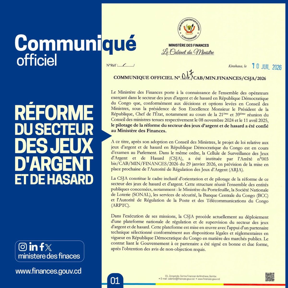 Réforme des jeux d'argent : le Ministère des Finances fixe l'échéance au 31 juillet 2026 article de nouvelles economy – De...