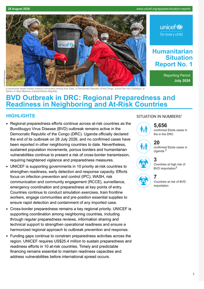L'UNICEF publie un rapport sur l'épidémie de BVD en RDC et la préparation régionale article de nouvelles society – Dernier...