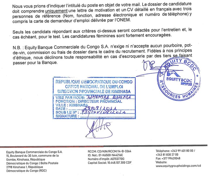 Analyste Métier (Business Analyst) – Equity BCDC S.A. | Kinshasa at Equity BCDC S.A Finance position in Kinshasa – Career ...