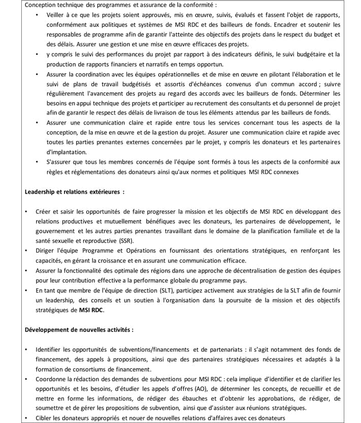 Directeur Pays Adjoint – MSI RD Congo | Kinshasa at MSI RD Congo Management position in Kinshasa – Career opportunity