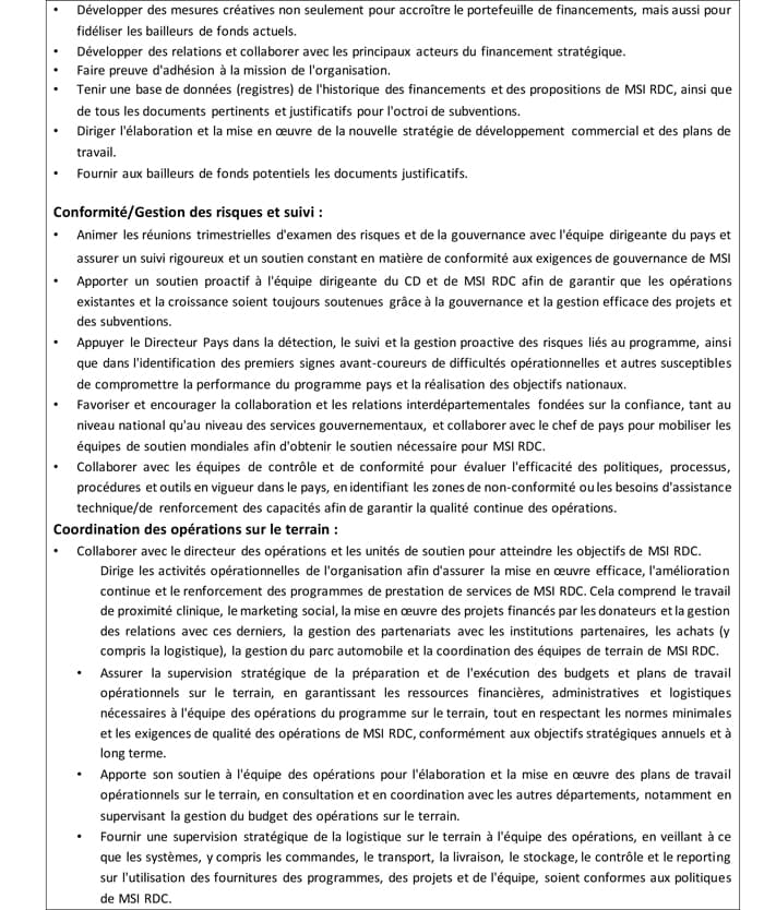 Directeur Pays Adjoint – MSI RD Congo | Kinshasa at MSI RD Congo Management position in Kinshasa – Career opportunity