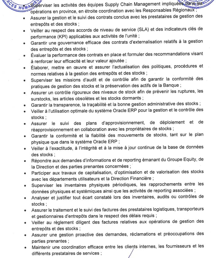 Responsable Gestion des Entrepôts et des Stocks – Kinshasa | Equity BCDC at Equity BCDC S.A logistique position in Kinshas...