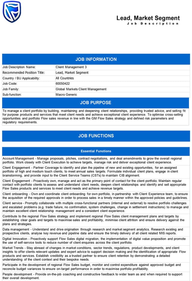 Standard Bank recrute un(e) Client Manager à Lubumbashi