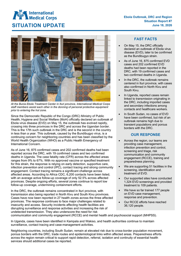 RDC : Publication du septième rapport de situation sur l'épidémie d'Ebola article de nouvelles society – Dernier article d...