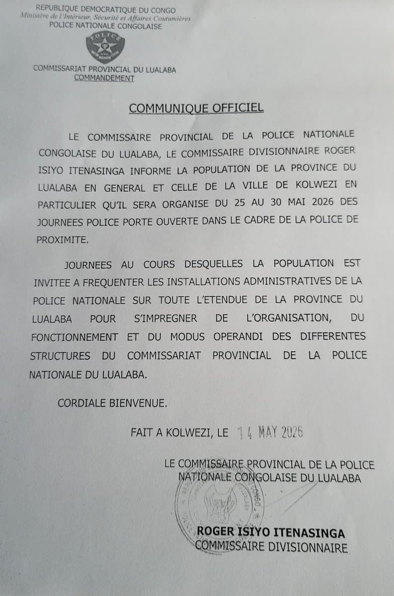La PNC/Lualaba organise des journées portes ouvertes du 25 au 30 mai article de nouvelles society – Dernier article de nou...